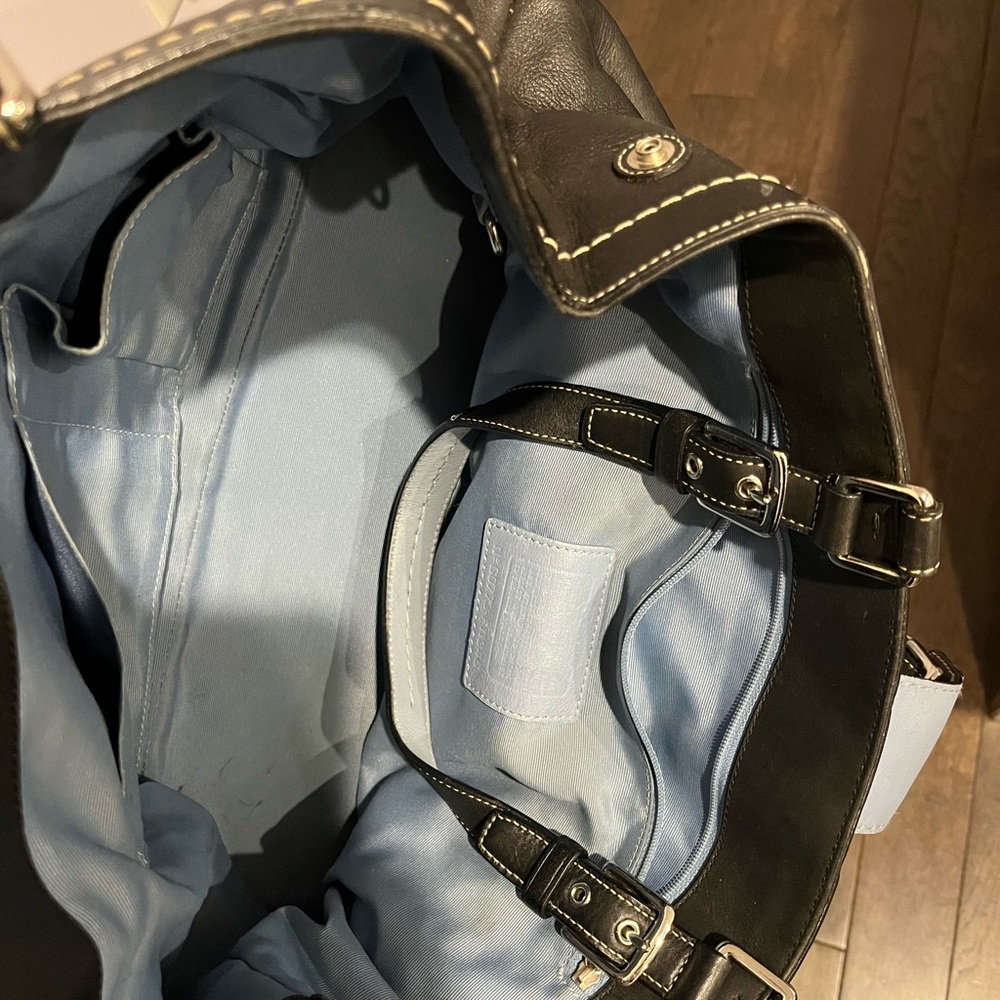 Black and blue coach bag. Used